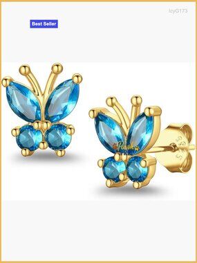 Butterfly Stud Earrings, 14K Gold & Silver, Hypoallergenic, Everyday Wear